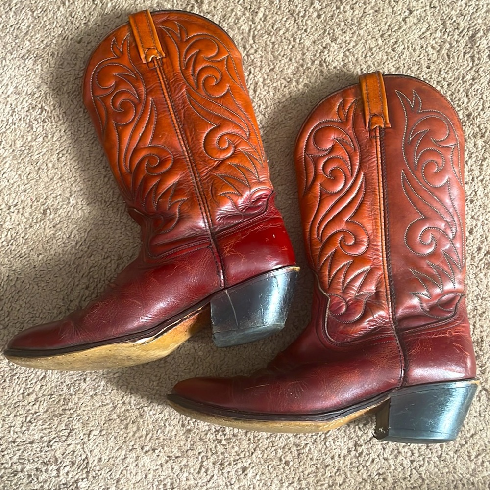 Vintage Dingo tall red western cowboy boots mens size 8.5